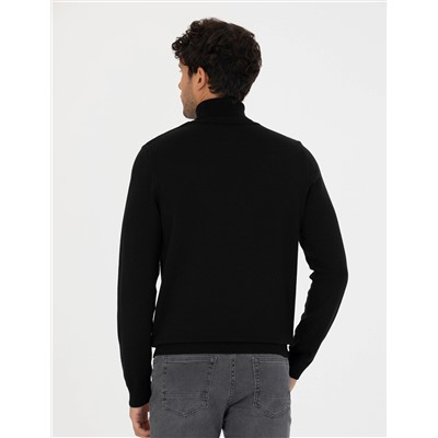 Siyah Slim Fit Basic Kazak