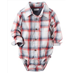 Plaid Button-Front Bodysuit
