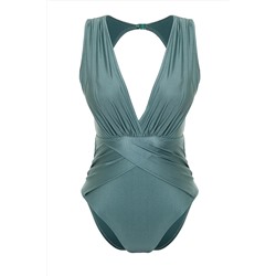 TRENDYOLMİLLA Mint Derin Dekolteli Drapeli Mayo TBESS21MA0042