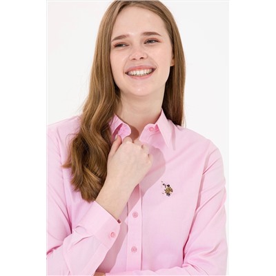 Kadın Açık Pembe Uzun Kollu Basic Gömlek