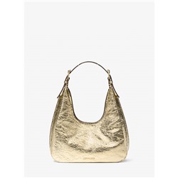 Nolita Small Metallic Crackled Leather Hobo Shoulder Bag