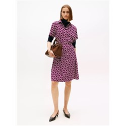 Monogram Print Belted Shirtdress