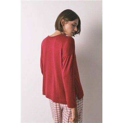 Camiseta manga larga punto ante rojo