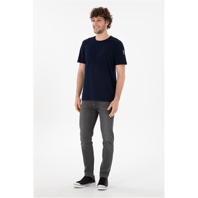Erkek Regular Fit Bisiklet Yaka Lacivert Basic Tişört
