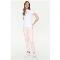 Kadın Beyaz Basic Polo Yaka Tişört