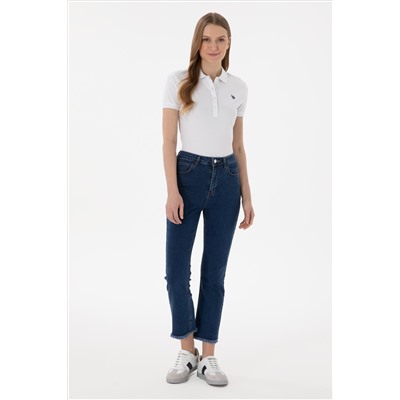 Kadın Beyaz Basic Polo Yaka Tişört