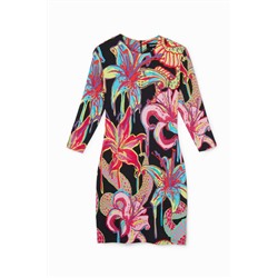 Vestido slim manga 3/4