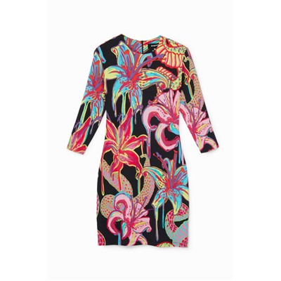 Vestido slim manga 3/4