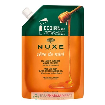 Nuxe Rêve de Miel Eco Recharge Gel Lavant Surgras Visage et Corps 400ml