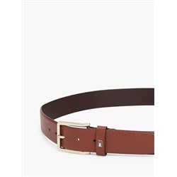 Square-Buckle Pebbled Leather Belt