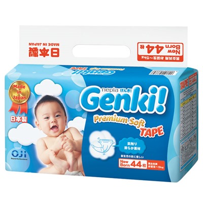 Подгузники для новорожденных NB 0-5кг GENKI 44 шт.
