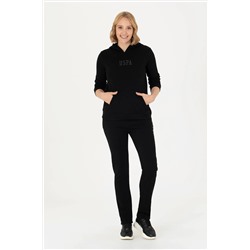 Kadın Siyah Kapüşonlu Basic Sweatshirt