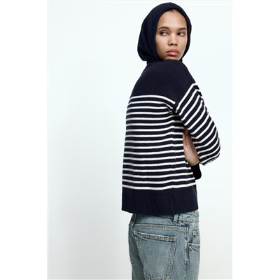STRIPED KNIT HOODIE