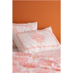 Theoni King Size %100 Pamuk Karde Baskılı Pike Takımı - Pudra