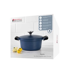 Кастрюля, 20 см, 2,4 л, с крышкой, с покрытием, алюминий, синяя, Agile, 62968