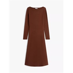 Boatneck Rib-Knit Midi Dress