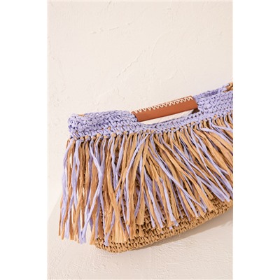 Bolso mediano rafia flecos