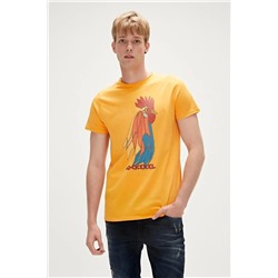 Bad Bear, Cockerel 0 Yaka Erkek Tshirt - Oranj