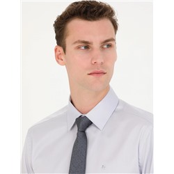 Gri Slim Fit Uzun Kollu Basic Gömlek