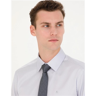 Gri Slim Fit Uzun Kollu Basic Gömlek