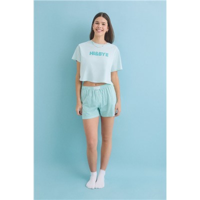 Pijama corto 100% algodón verde