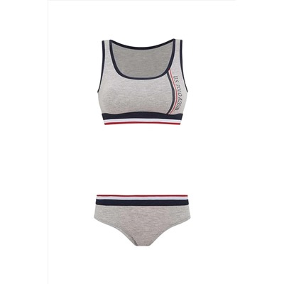 U.S. Polo Assn. U.S. Polo Assn. Kadın Gri Melanj Büstiyer Şort Takım INT.6.Z.8ET0.A.G0R.4P