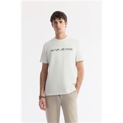 Avva, Erkek Ekru Bisiklet Yaka Reflektörlü Bi Stretch Interlok T-shirt A51y1037