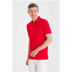 Erkek Kırmızı Basic Polo Yaka Tişört