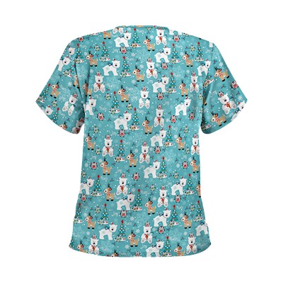 UA Antarctic Christmas Amazing Aqua Scrub Top
