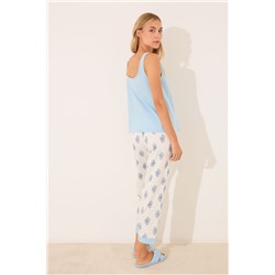 Pijama Capri 100% algodón paisley azul