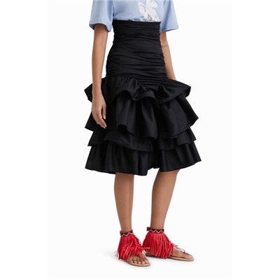 Falda drapeada volantes Stella Jean