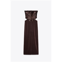 CONTRAST SEQUIN CUT-OUT DRESS