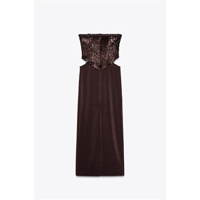 CONTRAST SEQUIN CUT-OUT DRESS