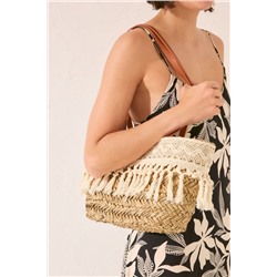 Bolso capazo rafia y encaje