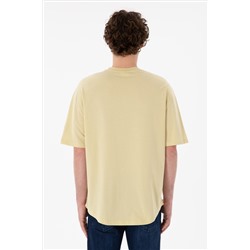 Erkek Long Fit Bisiklet Yaka Açık Haki Basic Tişört