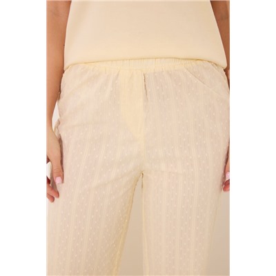 Pijama largo manga corta algodón amarillo rayas
