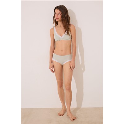Braga boxer algodón canalé encaje verde