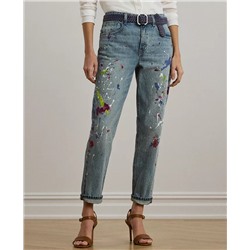 Lauren Ralph Lauren Women's Print Boyfriend Tapered Ankle Jeans