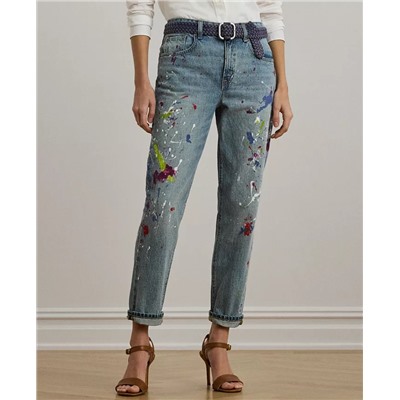 Lauren Ralph Lauren Women's Print Boyfriend Tapered Ankle Jeans