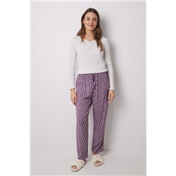 Pantalón largo print geométrico morado