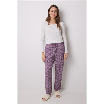 Pantalón largo print geométrico morado