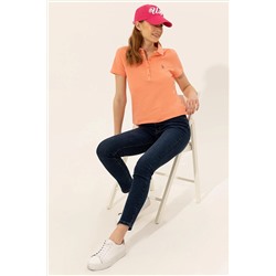 Kadın Somon Basic Polo Yaka Tişört