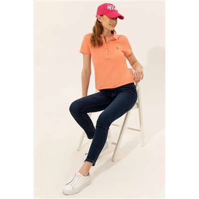Kadın Somon Basic Polo Yaka Tişört