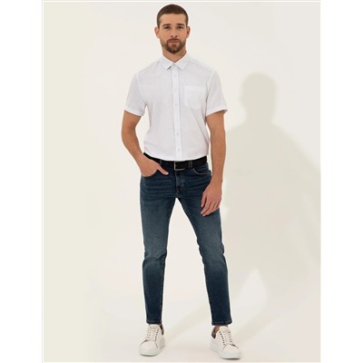 Beyaz Regular Fit Kısa Kollu Gömlek