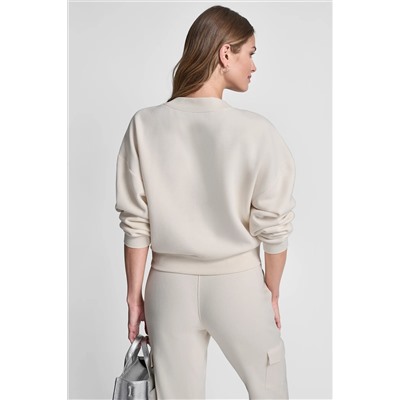 METALLIC BUBBLE LOGO V-NECK PULLOVER