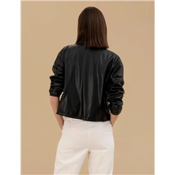 Siyah Crop Top Deri Ceket