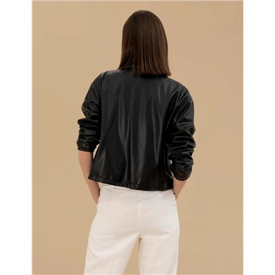 Siyah Crop Top Deri Ceket