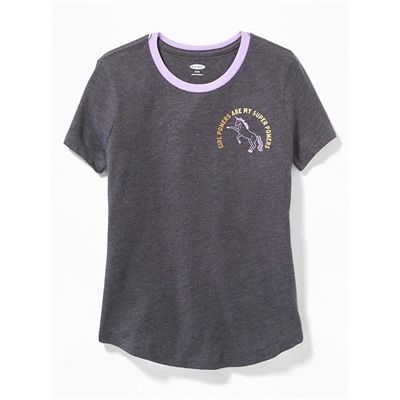 Graphic Curved-Hem Tee for Girls