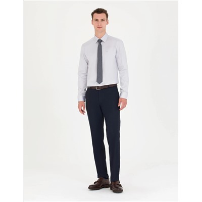 Gri Slim Fit Uzun Kollu Basic Gömlek