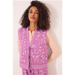 Chaleco acolchado morado print floral